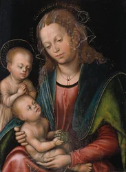 Dinamarquês:  Maria med barnet og den lille Johannes Virgem e Menino adorados pelo menino São João