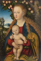 Alemão: Madonna und Kind unter dem Apfelbaum Madonna and Child under the Apple Tree / A Virgem e o Menino debaixo de uma macieira