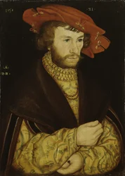 Retrato de um jovem com barba e boina vermelha