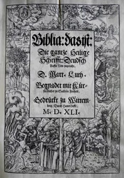 Design da capa Biblia de Martin Luther, 1541.