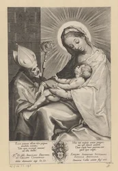 Maria e o Menino adorados por um Bispo