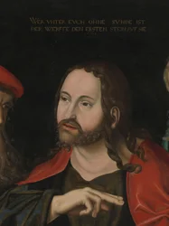 Cristo e a Mulher Tirada em Adultério, detalhe, c.1700 (óleo sobre madeira)