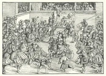 O Torneio com a Tapeçaria de Sansão e o Leão (gravura)