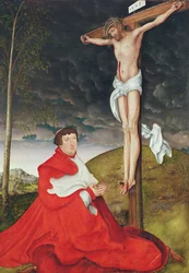Albert, Cardeal Elector de Mainz ao pé da Cruz (óleo sobre painel)