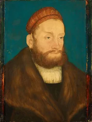 Casimir de Brandebourg Culmbach (1481-1527) - Margrave Casimir de Brandenburg-Bayreuth, de Cranach, Lucas, o Ancião (1472-1553). Óleo sobre madeira, depois de 1524. Dimensão : 37,3x28,5 cm. Museu de História de Arte, Vienne