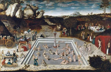 Fonte da Juventude - A Fonte da Juventude, de Cranach, Lucas, o Ancião (1472-1553). Óleo sobre madeira