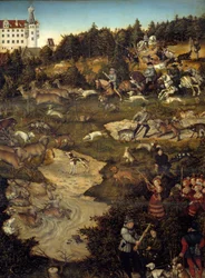 Caça em honra de Carlos V no Castelo de Torgau (Alemanha). Detalhe. Pintura de Lucas Cranach (1472-1553)