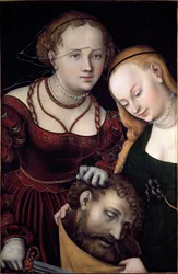 Judith com uma empregada e chefe da Holoferne Painting by Lucas Cranach the Elder (1472-1553) 1530 Sun. 77x52,5 cm Viena, Kunsthistorisches Museum - Judith com a cabeça de Holoferne e uma criada. Óleo sobre madeira 77 x 52,5 cm