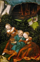 Loth et ses filles - Lot and his Daughters - Lucas Cranach, o Ancião (1472-1553). Óleo sobre madeira