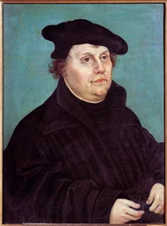 Retrato de Martinho Lutero (1483-1546) reformador religioso alemão. Pintura de Lucas Cranach, o Antigo (ou o Antigo