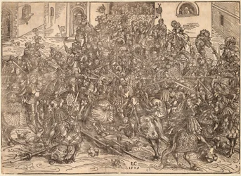 Tournoi - Torneio - Cranach, Lucas, o Ancião (1472-1553) - 1509 - Corte de madeira - 29,9x41,5 - Coleção Particular