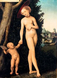 Vénus e Cupido roubando mel, pormenor