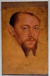 Retrato de Maurice da Saxônia (1521-1553). Desenho de Pastel de Lucas Cranach, o Jeune (1515-1586)