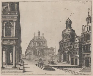 Canto de um Palácio com Colunata e Edifício Circular