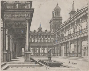 Pátio do Palácio com Fonte em Bacia Retangular