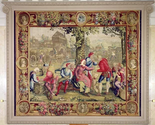 Pagando as colheitadeiras, oficina de Gobelins (tapeçaria)