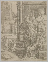 Poeta Virgílio Suspenso em uma cesta, 1525.