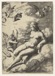 Vénus em Cupido
Venus la tresbelle deese damours (título sobre o objecto)