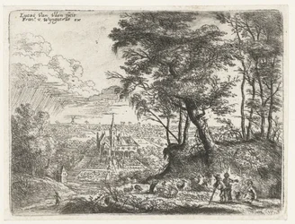 Paisagem com uma casa de campo à distância Pequenas paisagens (título da série)