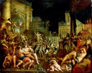 Banquete de Midas em honra de Baco e Sileno. Cerca do século XVI