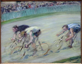 A pressa final. Pintura de Lucien Jonas (1880-1947), óleo sobre tela 1905, arte francesa, século XX. Musee la piscine, Roubaix.