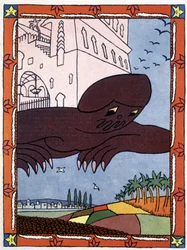 Um génio - em "As Mil e Uma Noites" por Lucien Laforge (1889-1952)