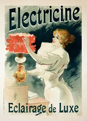 Reprodução de um cartaz publicitário para a iluminação de luxo „Electricine“