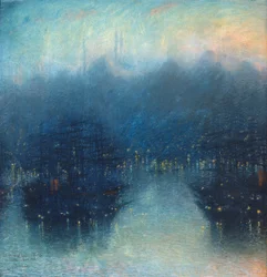 Constantinopla (A noite do porto) (pastel sobre papel)