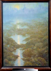"A minha mãe, numa noite, viu a cidade de Ys (Is)" Paisagem de nevoeiro e rio