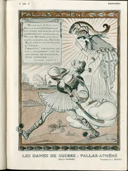 Ilustração em "Fantasio", 01/04/15 - a mulher da guerra Pallas-Athenee war 14-18 (gravura)