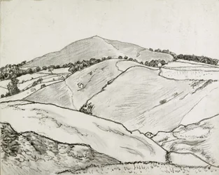 Cefn Bryn, 1933 (giz preto e tinta a óleo sobre tela colocada a bordo)