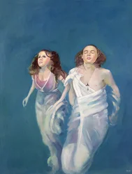 Um rapaz e uma rapariga a flutuar, 2004 (óleo sobre tela)