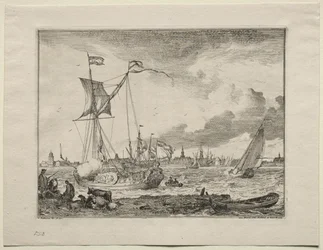 Vista de Amsterdã com navios em primeiro plano