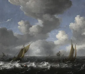 Vista do mar com barcos de pesca