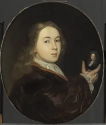 Johannes Bakhuysen (1683-1731). Com um retrato em miniatura de seu pai Ludolf
