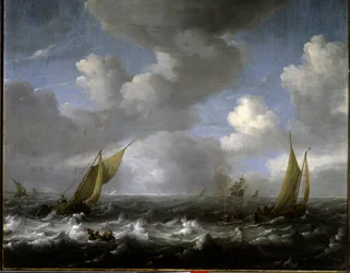 Marinha. Pintura por Ludolf Backhuysen (1631-1708) Ec. Hol.