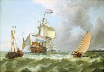 O navio de guerra &39;Hollandia&39; em plena vela (óleo sobre tela)