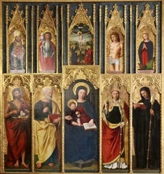 Retábulo, 10 pinturas: Virgem e Menino entre São João Batista e São Pedro, Um Bispo e um Abade, Cristo na Cruz entre São João e a Virgem, São Martinho e São Victor, São Sebastião e Santa Margarida.