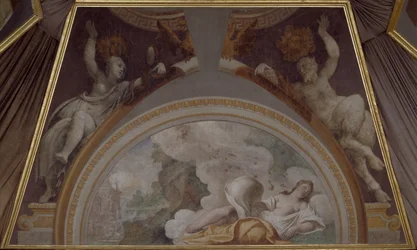 A psique sendo levada por Zephyrus ao Palácio de Cupido