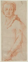 Estudo de figura de meio comprimento de uma mulher, 1500s.