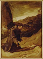 São Francisco adorando o crucifixo (pintura sobre tela)