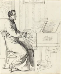 O cunhado do artista, Ludwig Hassenpflug, preparando-se para tocar piano