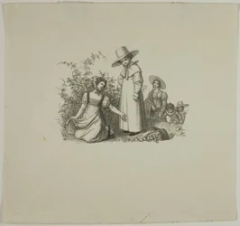 Família com cestas de piquenique