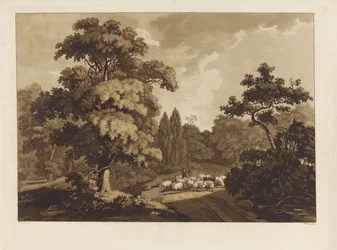 Paisagem com pastor de ovelhas