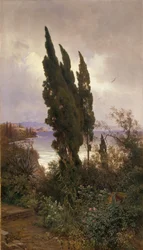 Jardim em frente ao castelo real em Corfu