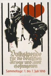Cartaz de angariação de fundos para o Fundo do Povo para a Guerra Alemã e Prisioneiros Civis, Dias de recolha 1-7 de Julho