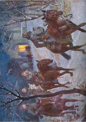 Véspera de Natal, ilustração de Hindenburg publicado por Daterlandischer Derlag CU Weller Berlim, 1922