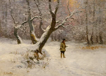 Paisagem de Inverno com caçador