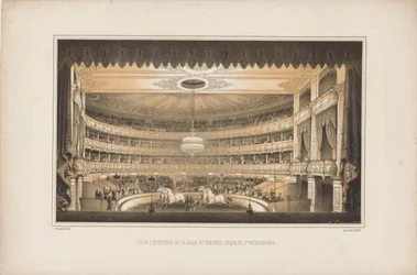 Interior do Teatro Equestre de Circo em São Petersburgo, 1850.
