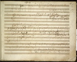Acrescentar. 31766, f.2 Sinfonia nº 6 em F maior, Op. 68 também conhecida como Sinfonia Pastoral (tinta sobre papel)